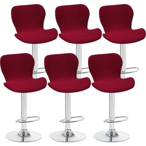 Set di 6 coprisgabelli girevoli curvi, colore rosso bordeaux, 40 x 30 x 30 cm, per sgabelli da bar con schienale basso, ideali per banconi, bar e cucine. (1/5)