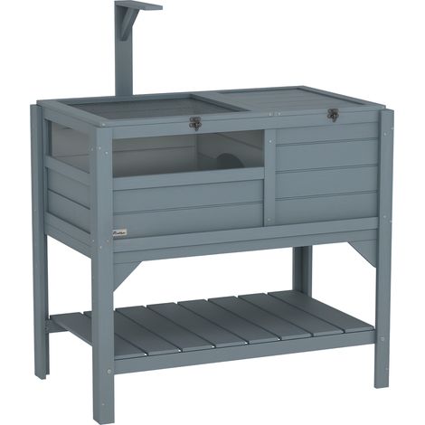 Gabbia per tartarughe su gambe con ripiano portaoggetti, realizzata in legno di abete - dimensioni: 103H x 84W x 51D cm