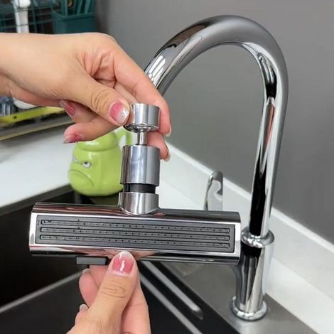 Bec Extensible Pour Robinet - 3 Modes - Sortie Cascade - Anti-Éclaboussures - Rotation 360° - Aérateur À Bulles - Universel - 1 Pièce (1/5)