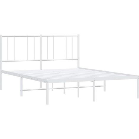 Metal Bed Frame without Mattress with Headboard White 140x200cm vidaXL (1/4)