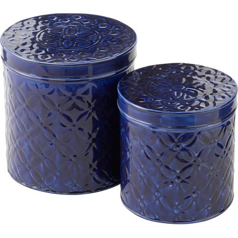 Lot de 2 Boîtes en Métal "Nag" 20cm Bleu (1/4)