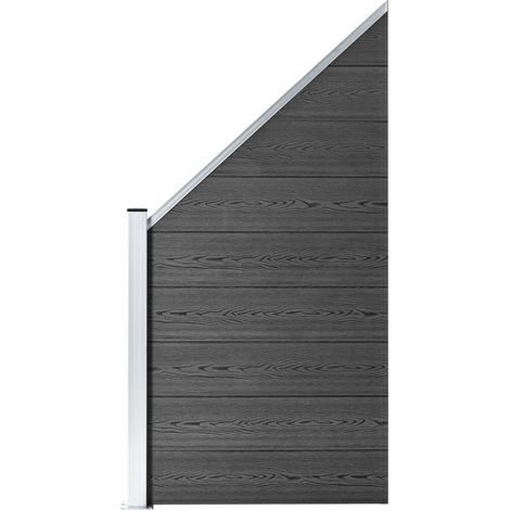 Clôture WPC/Ensemble de Panneau de Clôture,Barrière de jardin 446x(105-186) cm Noir -91294 (1/5)