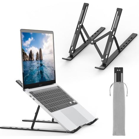 Schwarzer 16-Zoll-Laptopständer, 16,5 x 23,7 x 14 cm, verstellbar, faltbar, leichte Aluminiumlegierung (1/5)