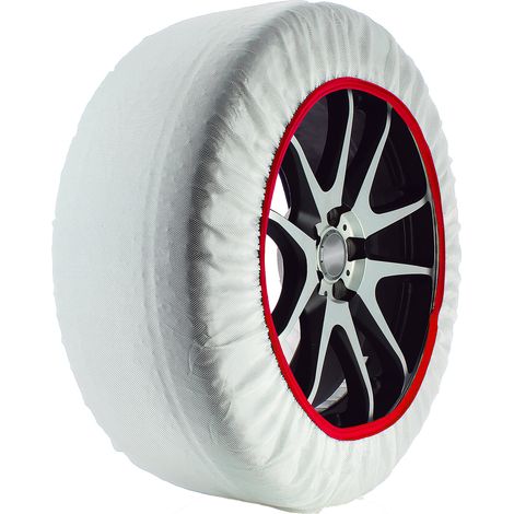 START Set 2 Calze da Neve Bianche / Taglia L / Omologate EN 16662-1 / in Tessuto / Adatte per Auto - SUV - Veicoli Commerciali / Protezione Cerchi / Facili da Montare / Misura Pneumatico all'interno (1/5)