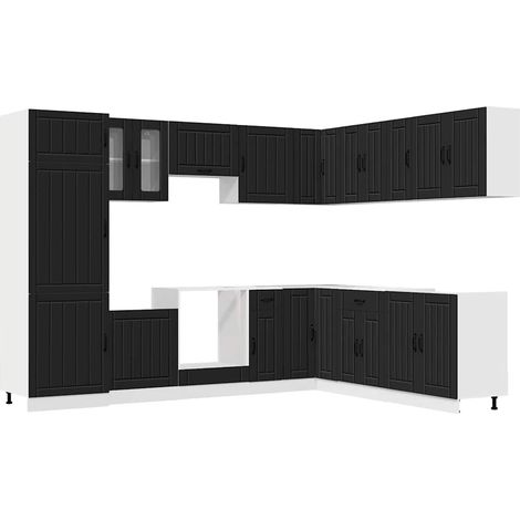 vidaXL Mueble de cocina Lucca negra 14 piezas madera contrachapada (1/2)