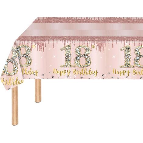 Tischdecke 18. Geburtstag Rosé Gold 137x274 cm Party Deko Mädchen