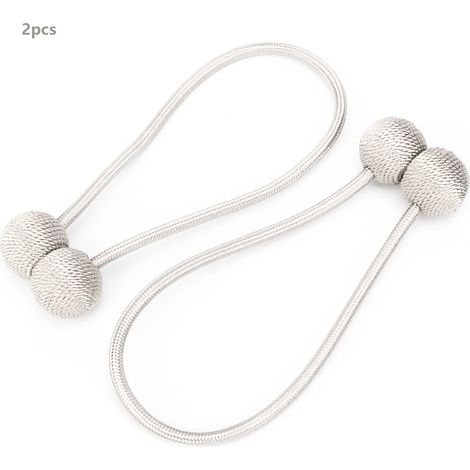 2Pcs Attaches-rideaux magnétiques ronds classiques gris, pinces à rideau sphériques, supports pour accessoires de décoration.