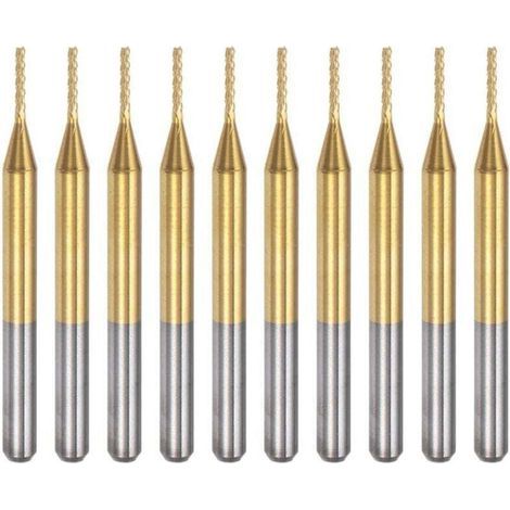 Titanhartmetall-Gravierfräser, 10 Stück, CNC-Fräser für Leiterplattenmaschinen, 0,9 mm Schaft, Titanbeschichtung (1/4)