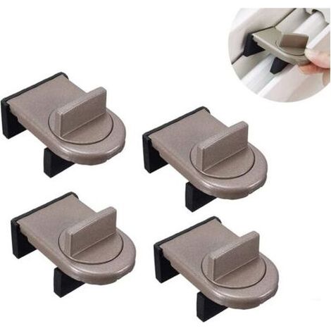 FENOPLASTICALot de 4 serrures de sécurité pour fenêtre coulissante réglable, porte coulissante réglable, protection pour enfants, serrure de sécurité pour fenêtres (1/4)