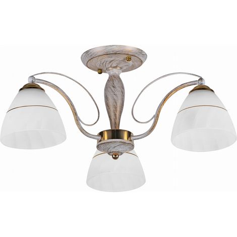 Lampe plafond Candellux Fanetta 3xE27 50 cm verre blanc (1/2)