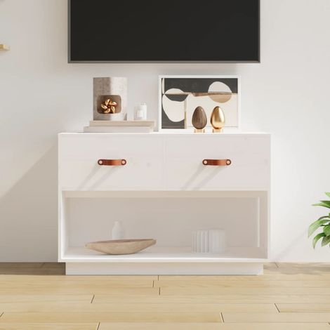 Meuble TV Moderne - Meuble de rangement - Buffet Salon - Blanc 90x40x60 cm Bois de pin massif Chic-379488 (1/5)