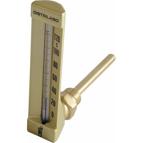 Thermomètre industriel équerre, plongeur 100mm, 0/120°C - DIFF
