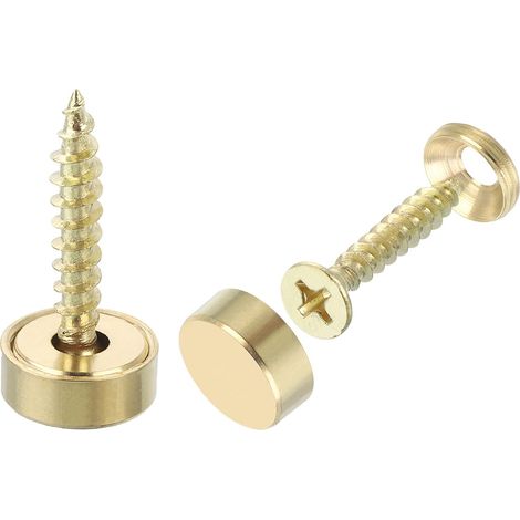 8Pcs Vis Décoratives en Laiton avec Capuchons, Vis Autotaraudeuses de 12 mm pour la Fixation de Meubles, Couleur Or (1/2)