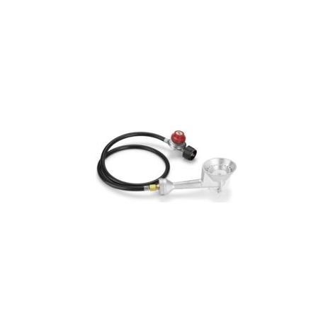 Tête de brûleur ronde en fonte haute pression, tête de brûleur au propane avec régulateur de propane haute pression réglable de 4 pieds 20 PSI avec tuyau et raccords en laiton
