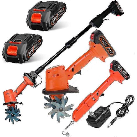 24-V-Akku-Gartenfräse – Leistungsstarker 235-U/min-Motor, 4-reihige Stahlmesser, verstellbarer Teleskopstiel, inkl. 2 Akkus – dyj2 (1/5)
