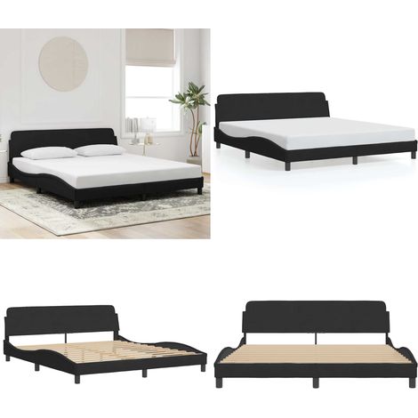 Cadre de lit sans matelas noir 180x200 cm velours - Cadre De Lit - Lit Double - Lit Velours - Lit Design - Literie - Home & Living (1/5)