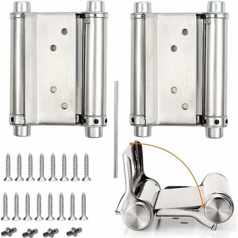 2Pcs Charnières de Porte de Saloon - Gond Porte Battante - Charnière à Ressort - Capacité de Charge Jusqu'à 15 Kg - 76mm (3inch) (1/5)