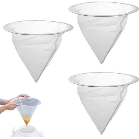 Set di tre filtri per miele in nylon, strumenti per filtrare il miele, setaccio per filtrare il miele, utilizzati per la lavorazione, l'estrazione e la filtrazione del miele. (1/5)