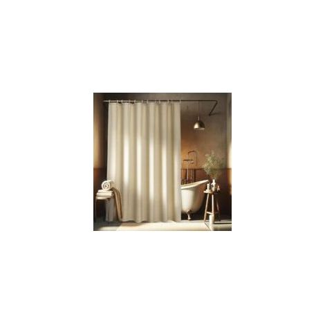 Duschvorhang aus strukturiertem Leinen – wasserdichtes Polyester – schimmelresistent – maschinenwaschbarer Duschvorhangstoff für Badezimmer – 180 x 200 cm – mit 12 Ringen (1/5)