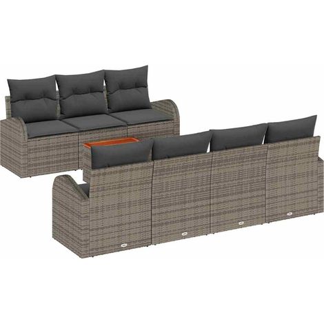 Garden Sofa Set with Storage 8 pcs Grey Poly Rattan vidaXL
