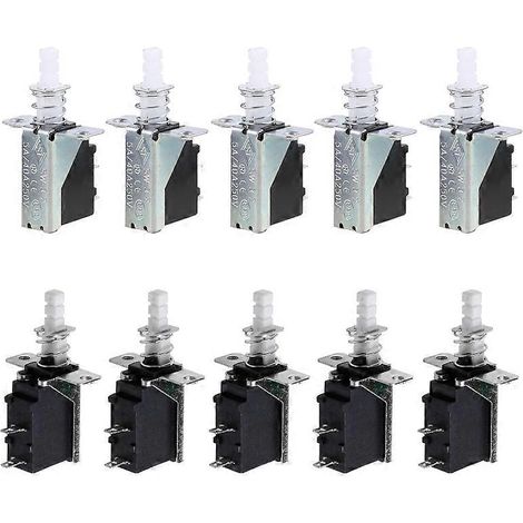 Lot de 10 interrupteurs à bouton-poussoir SPST à verrouillage, 2 broches, SW-3, 250 V CA, 2 A/8 A (1/5)