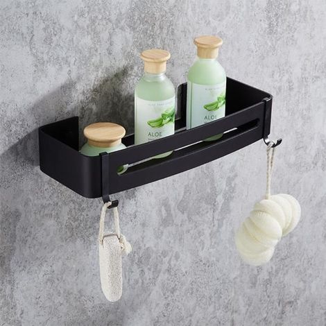 Aluminum Etagere de douche murale salle de bain de douche à suspendu rangement pour Shampooing Savon [Triangle Noir] (1/4)