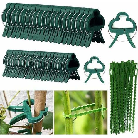 60 Stück Gartenstützclips, Pflanzenclips, Pflanzenstützclip mit 30 verstellbaren Pflanzenbändern, stabile Clips zur Befestigung von Kletterpflanzen (30 große + 30 kleine)