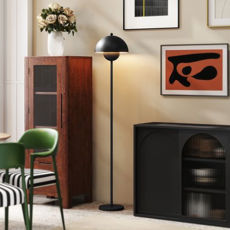 Lampe de sol Ø30x155 cm Noir de salon moderne avec abat-jour à cuvette Douille E27 sans ampoule