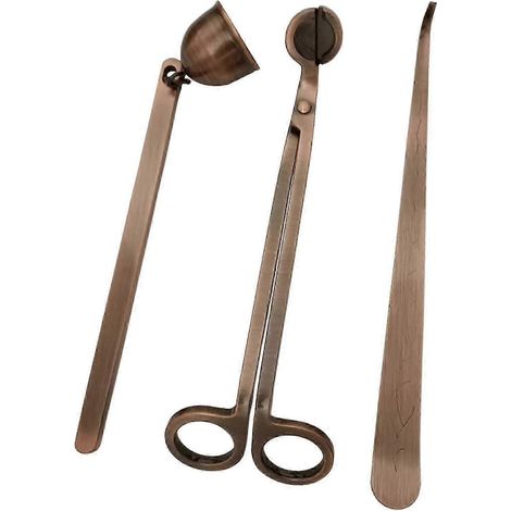 3-in-1 Kerzenzubehör-Set: Dochtschneider, Ablage, Geschenkidee aus Edelstahl – perfekt für Thanksgiving, Geburtstag, Hochzeit und alle Kerzenliebhaber und Teelicht-Fans.-Red Brass (1/5)