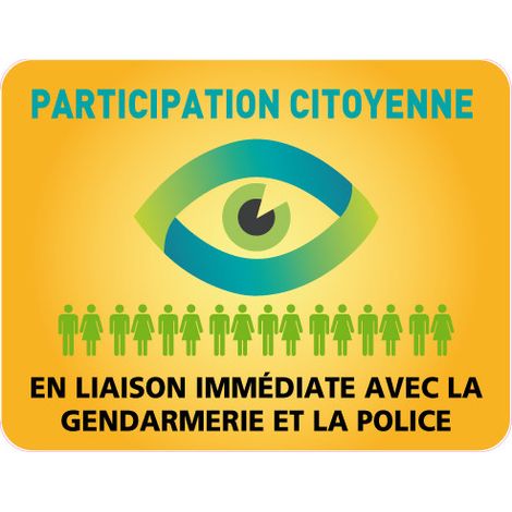 Panneau PARTICIPATION CITOYENNE GENDARMERIE et POLICE (PC002) - 900 x 700 mm