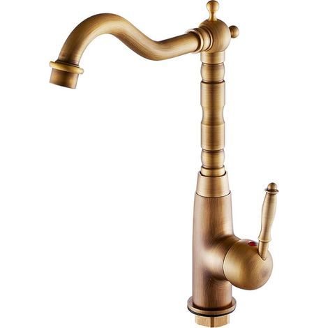 Robinet de cuisine, salle de bain, mitigeur monocommande évier en laiton classique antique (1/5)