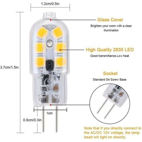 G4 LED Ampoule,5-Pack Blanc chaud 30W Ampoules Halogènes Équivalentes,Ampoule LED G4 3W Économie Pour Les Ampoules de Hotte,AC/DC 12V 180LM 3000K [Classe énergétique F] (1/3)