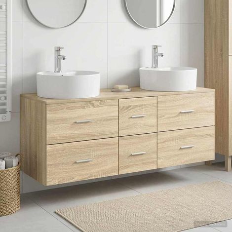 vidaXL Bathroom Furniture Set 3 pcs Sonoma Oak 129 x 44.5 x 80 cm (1/5)