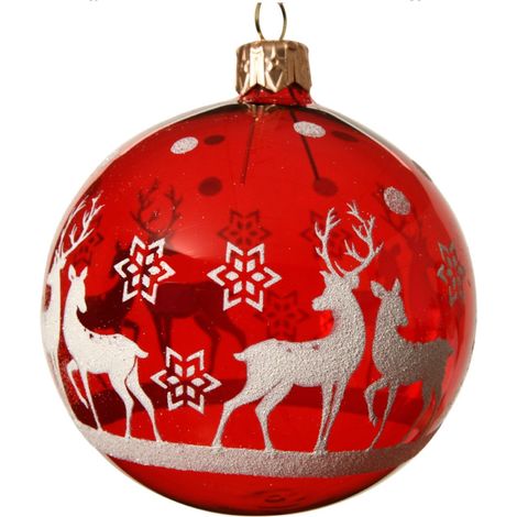 Palline per albero di Natale in vetro rosso trasparente decorazione natalizia, 6 pezzi