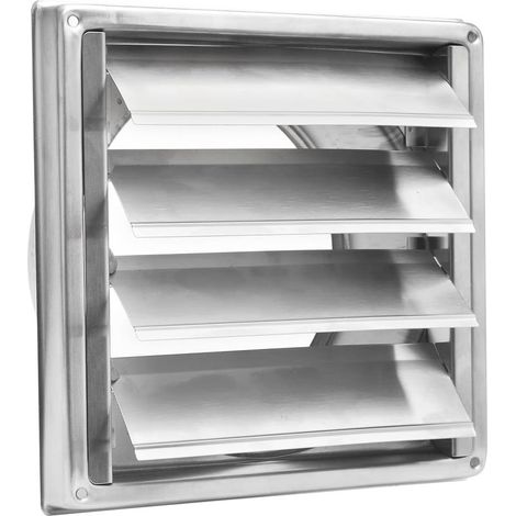 Clapet anti-retour 150mm Grille d'aération avec clapet anti-retour, grille de protection météorologique en acier inoxydable avec lamelles mobiles, grille de ventilation en acier inoxydable avec (1/5)