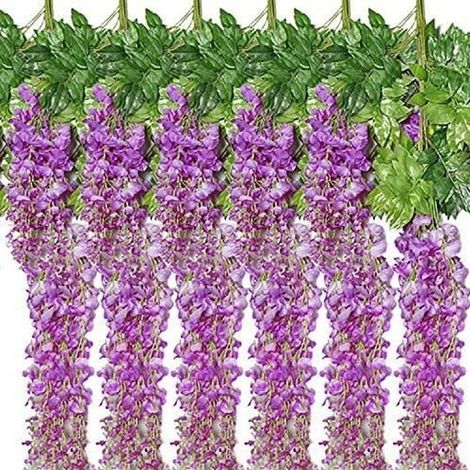 Guirlande de Glycine Artificielle Pourpre 12 Pack Fausse Vigne Plante Suspendue Plastique (1/4)