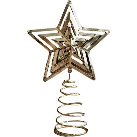Étoile de Noël dorée en fer forgé pour le sommet du sapin, décoration de fenêtre en forme d'étoile à cinq branches. (1/5)