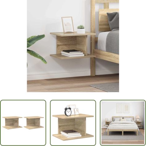 Holzwerkstoff - Nachttisch 2 pcs Sonoma-Eiche 40 x 30 x 25 cm Holzwerkstoff (1/5)