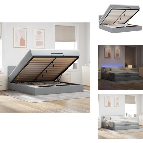Lit ottoman avec matelas gris clair 160x200 cm tissu - Lit Ottoman - Lits Ottoman - Lit - Lit Avec Rangement (1/5)