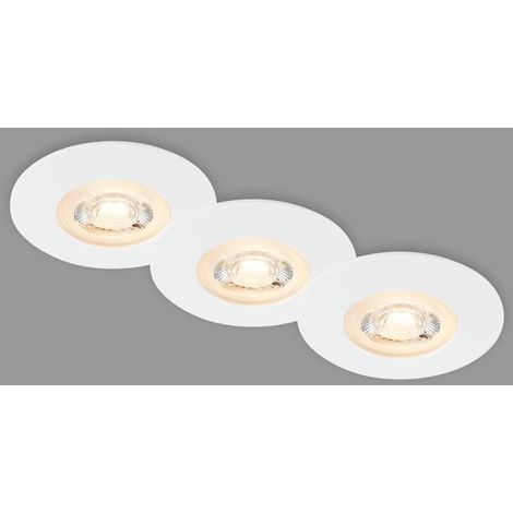 Set de 3 lampes encastrées plafond LED, lampes encastrées ultraplates, spots encastrés salle de bain, spots encastrés salle de bain IP65, blanc mat, 90x25 mm (DxH)