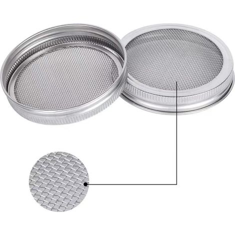SHINING HOUSE Set mit 2 Samenglasdeckeln Für 7-cm-Sprossengläser mit normaler Öffnung Bio-Sprossen zu Hause Glas-Abtropfgestell Topf aus Edelstahl 304 für den Anbau von Brokkoli, Luzerne und mehr (1/4)