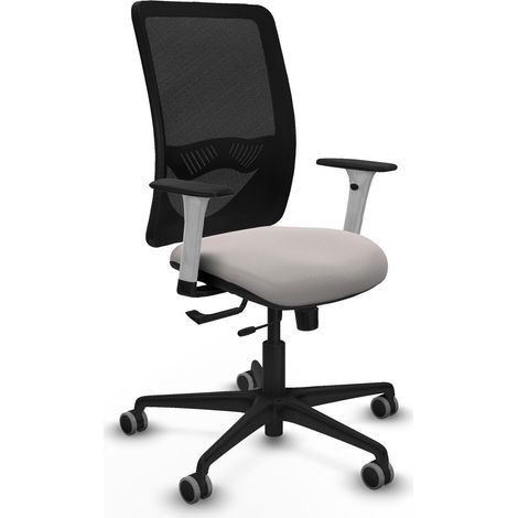 Chaise piqueras y crespo Zulema noir cuir synthétique accoudoirs blancs (1/2)