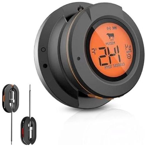 Termometro intelligente per carne, termometro digitale da cucina, grigliate perfette, controllo tramite app con notifiche, 4 sonde, nero (1/5)