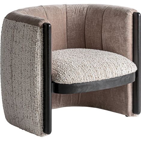 Fauteuil art déco en bois de pin finition taupe élégance intemporelle - Taupe bois naturel (1/5)