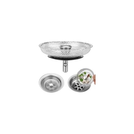 Set di 2 filtri per lavello da cucina, in acciaio inox, tappo di scarico, cestello filtrante per lavello, per cucina e bagno, diametro 80 mm - Crezuo