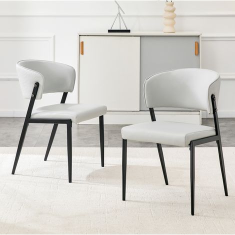 Sedie da pranzo set da 2 con struttura in metallo, rivestimento in PU, grigio chiaro HAVRYA (1/5)
