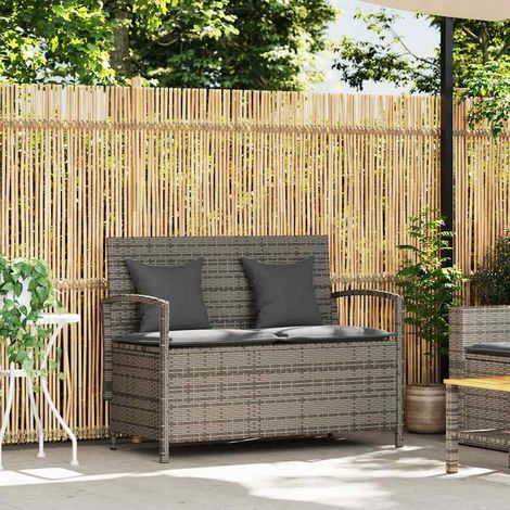 Maison Exclusive - Gartenbank mit Stauraum und Kissen Grau Poly R
