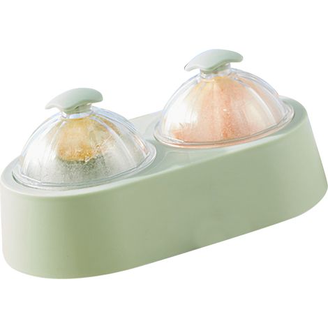 Moule à glaçons double boule, bac à glaçons rond avec couvercle, vert clair, pour la cuisine, la maison, les cocktails, le café et le whisky. (1/5)