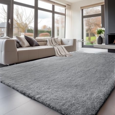 1 Tapis De Salon, Antidérapant, Moelleux, Gris, 200x300 Cm, Pour Chambre