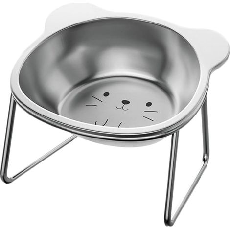 Gamelles surélevées pour chats, gamelle inclinée en acier inoxydable, gamelle amovible antidérapante, gamelles surélevées pour chats, gamelle inclinée à 15 degrés en acier inoxydable, angle de repas c (1/5)